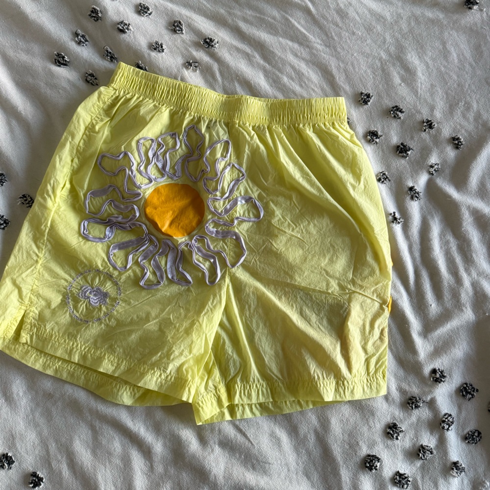 Yellow Sunflower Embroidered Nike Project Utopia Shorts